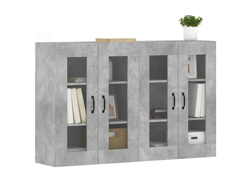 Armoires murales 2 pcs gris béton bois d'ingénierie