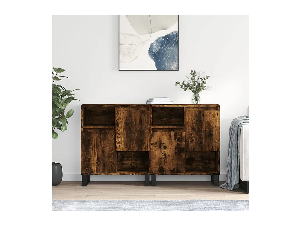 Buffets 2 pcs chêne fumé bois d'ingénierie