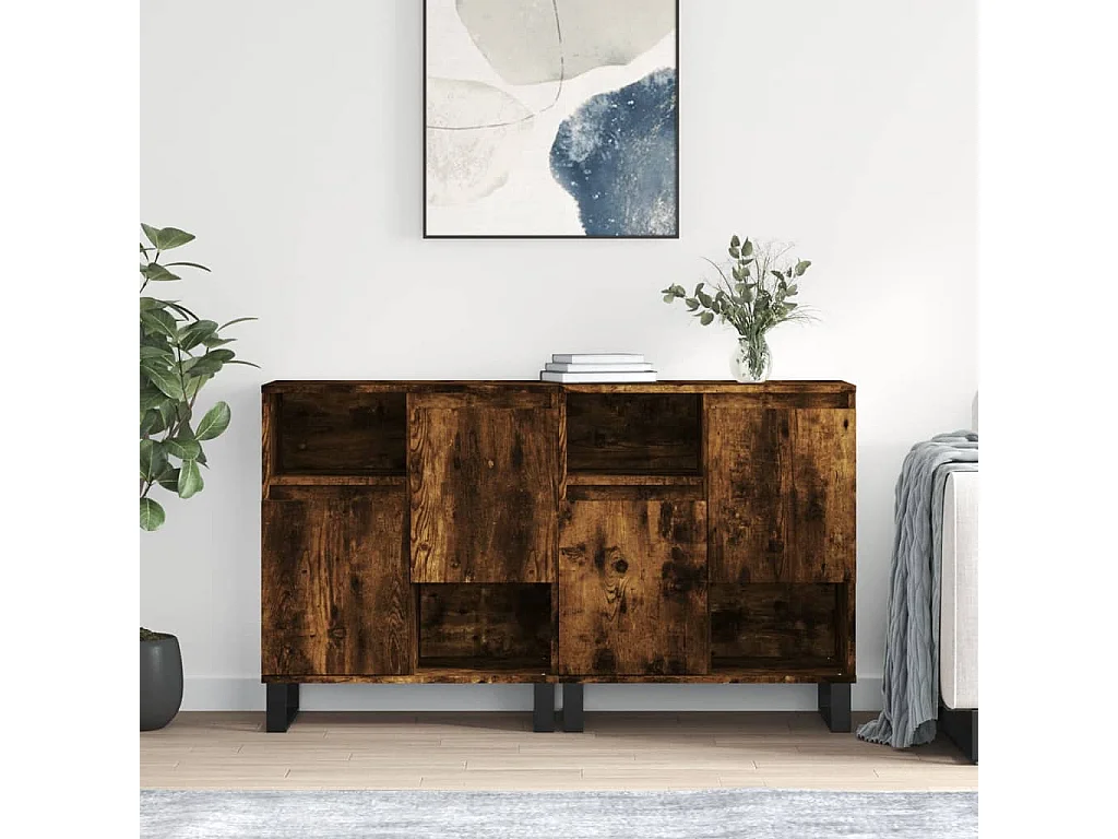 Buffets 2 pcs chêne fumé bois d'ingénierie