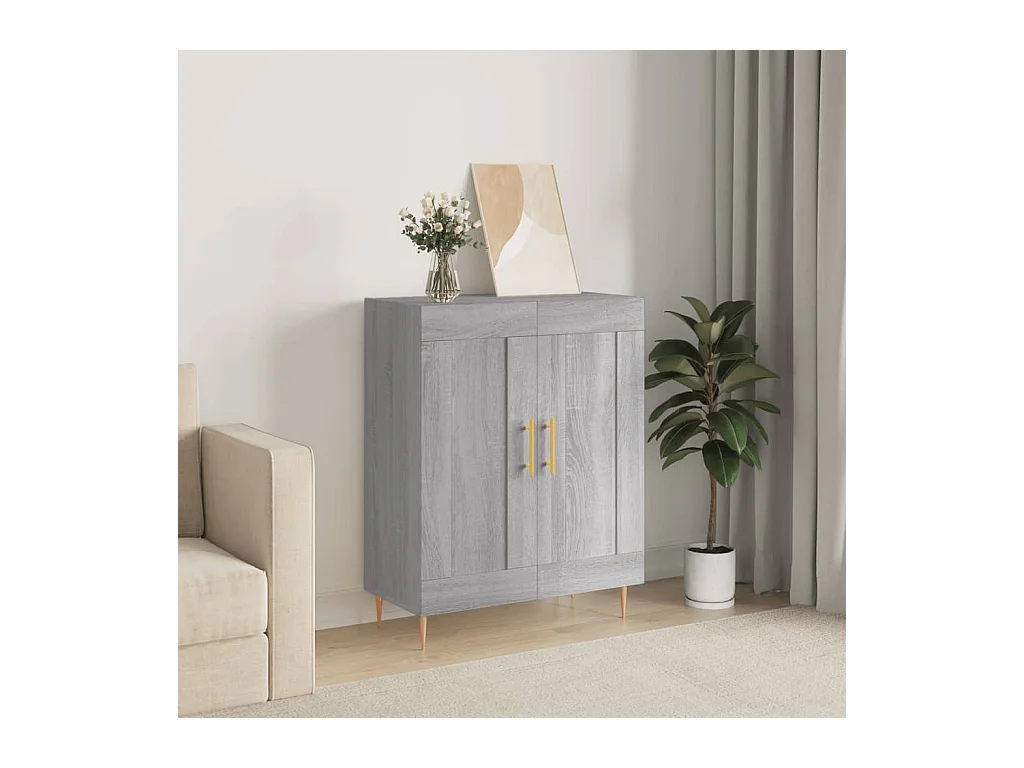Credenza Grigio Sonoma 69,5x34x90 cm in Legno Multistrato