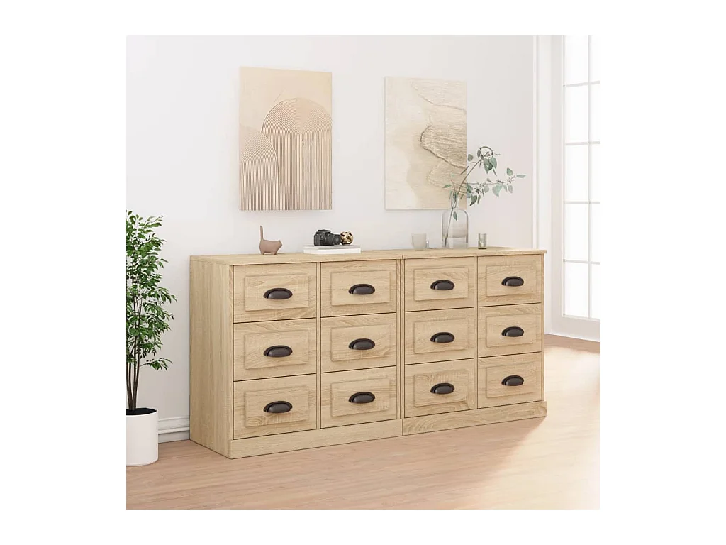 Buffets 2 pcs chêne sonoma bois d'ingénierie