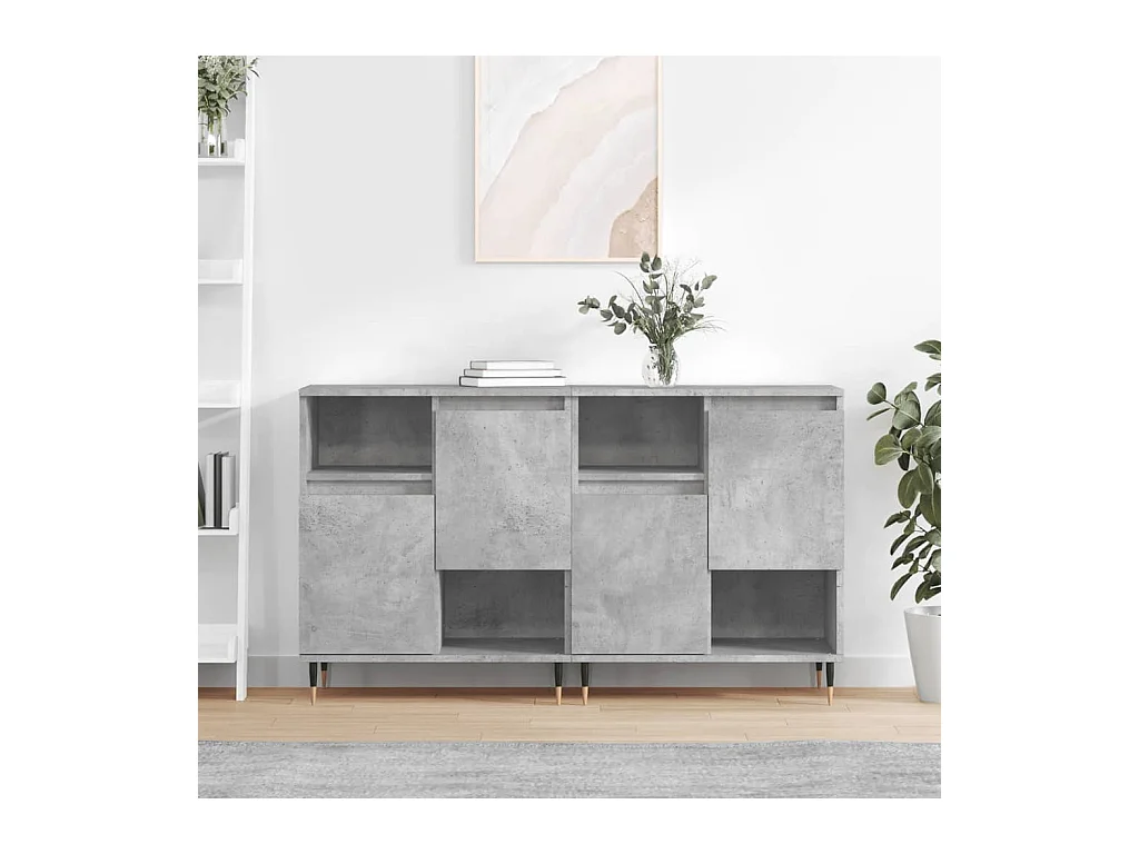 Sideboards 2 Stk. Betongrau Holzwerkstoff