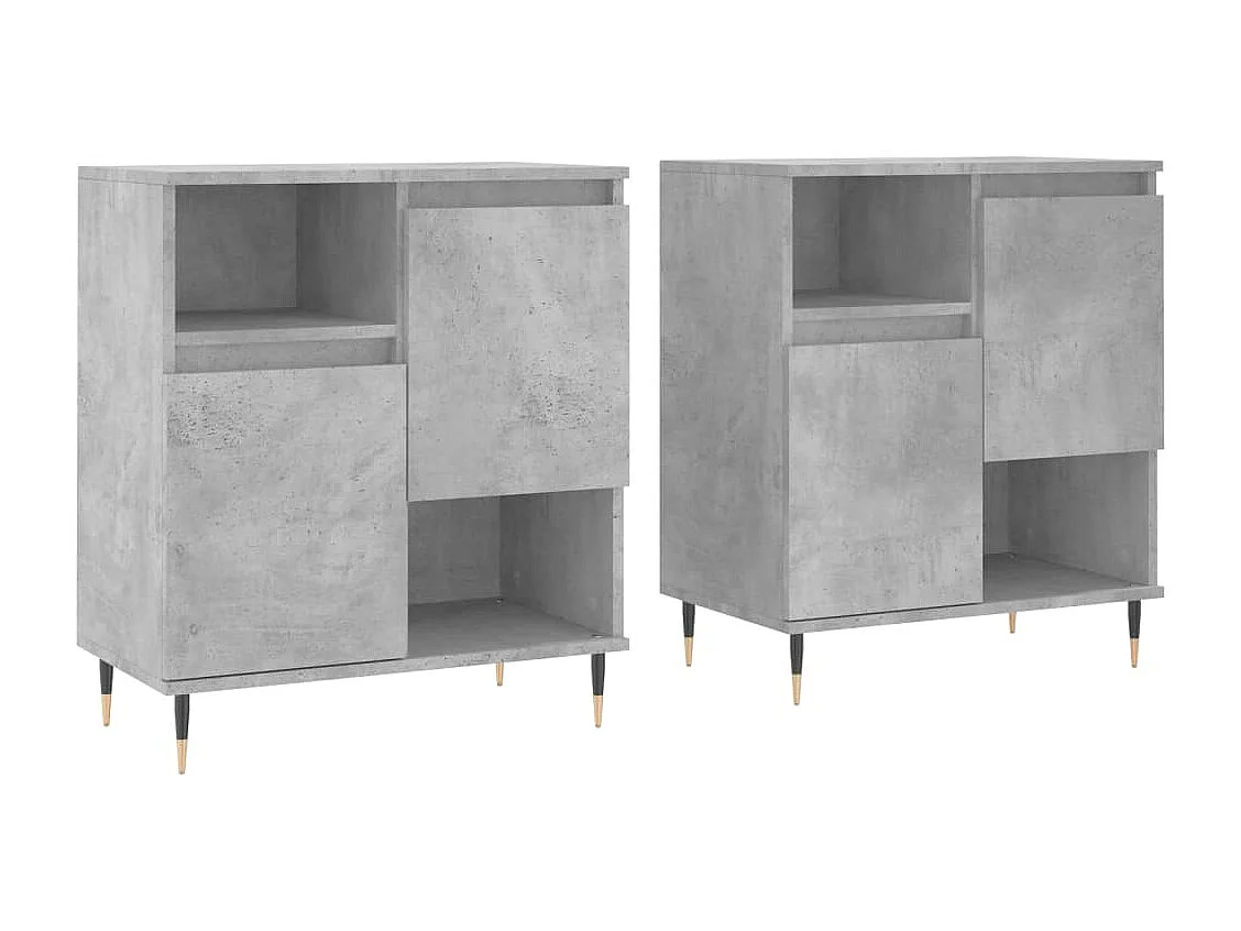 Buffets 2 pcs gris béton bois d'ingénierie