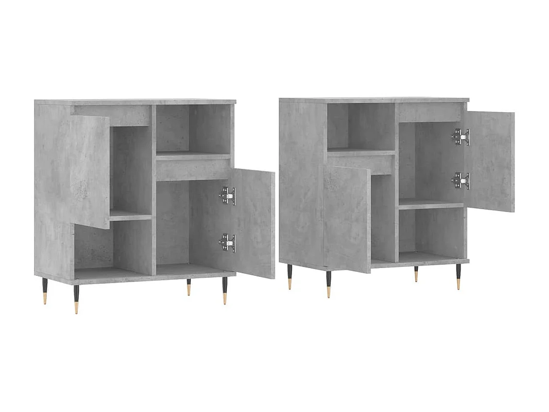 Buffets 2 pcs gris béton bois d'ingénierie