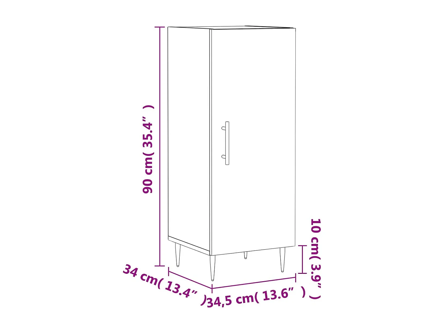Buffet Sonoma gris 34,5x34x90 cm Bois d'ingénierie