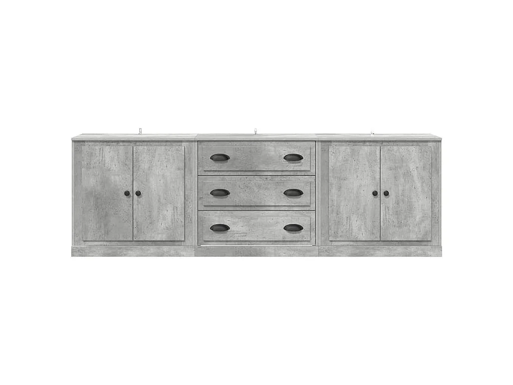 Buffets 3 pcs gris béton bois d'ingénierie