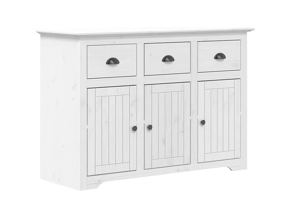 Buffet BODO blanc 115,5x43x200,5 cm bois massif de pin