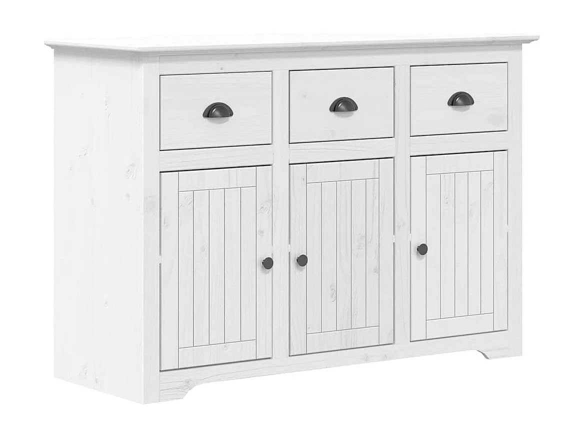 Buffet BODO blanc 115,5x43x200,5 cm bois massif de pin