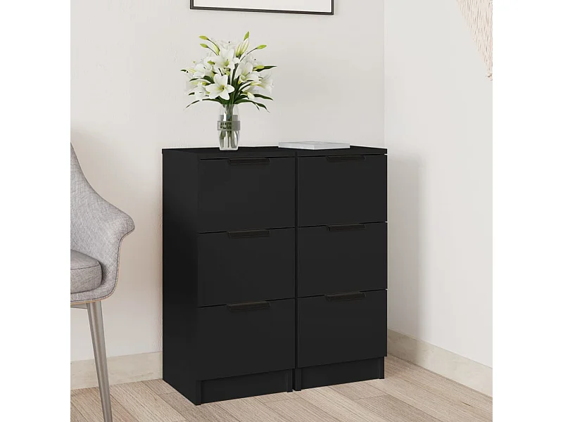 Aparadores 2 pcs 30x30x70 cm derivados de madeira preto