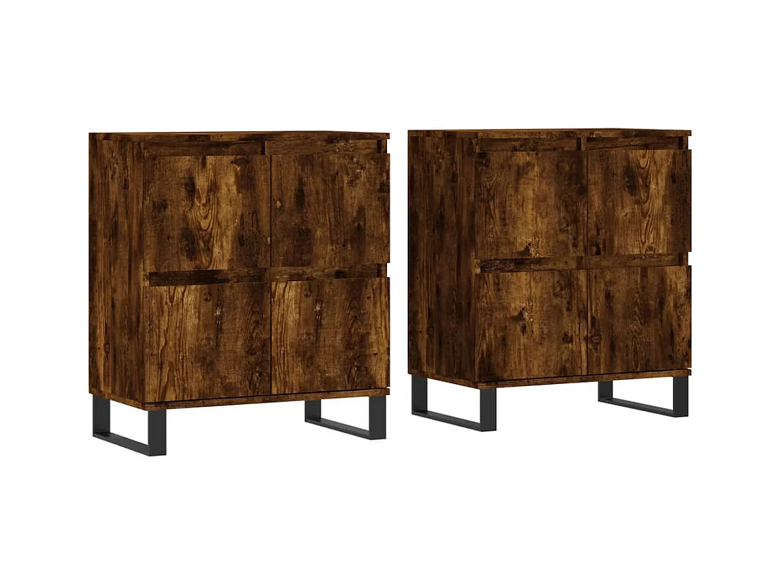 Credenze 2 pz Rovere Fumo in Legno Multistrato