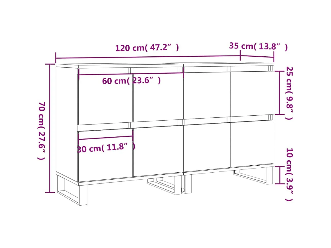 Credenze 2 pz Rovere Fumo in Legno Multistrato