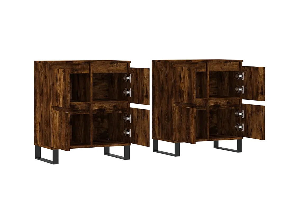 Credenze 2 pz Rovere Fumo in Legno Multistrato