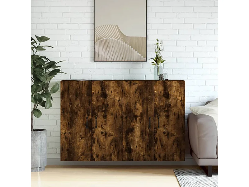 Armarios de pared 2 uds madera de ingeniería roble ahumado