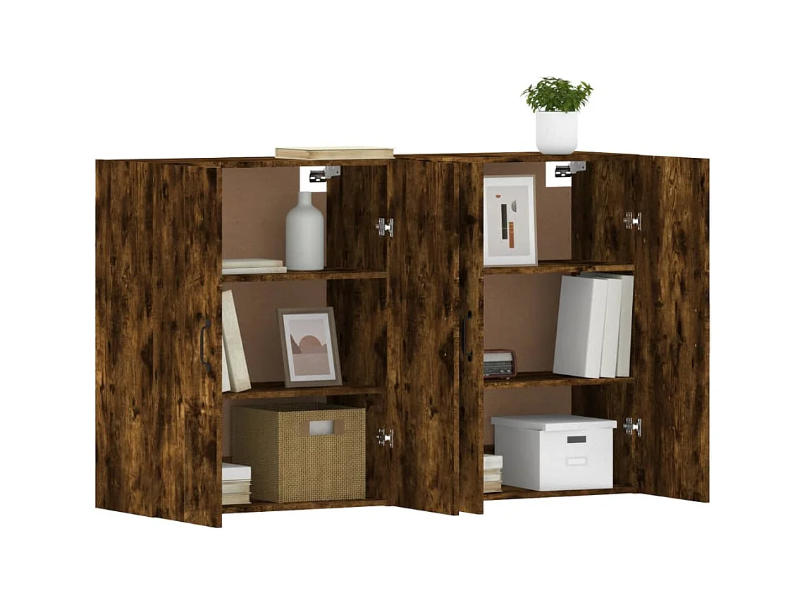 Wandschränke 2 Stk. Räuchereiche Holzwerkstoff