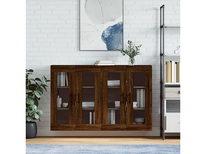 Armoires murales 2 pcs chêne marron bois d'ingénierie