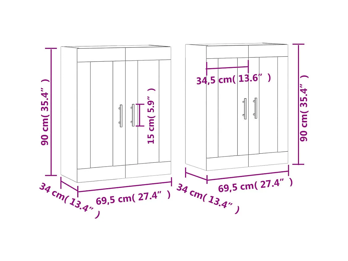 Wandschränke 2 Stk. Braun Eichen-Optik Holzwerkstoff