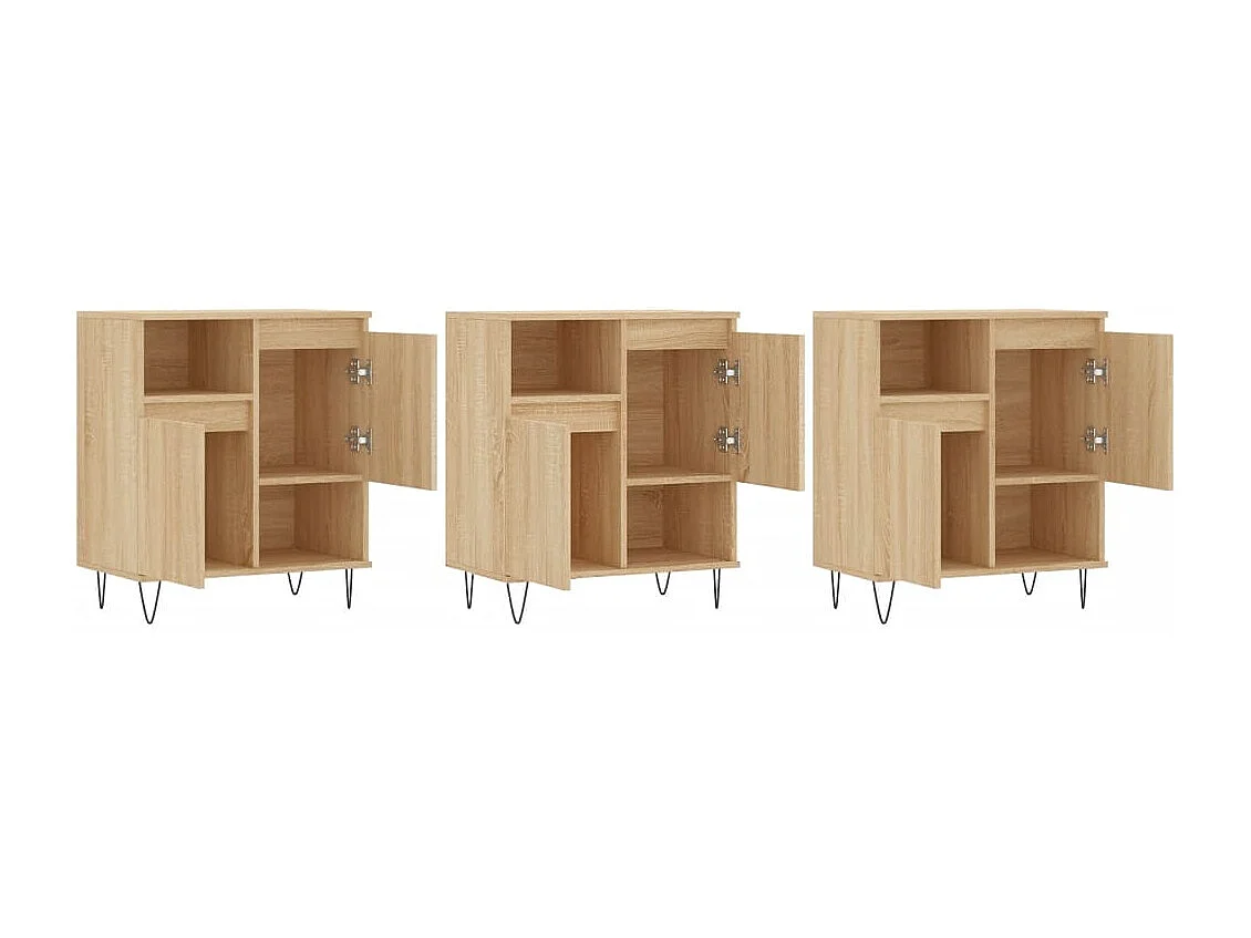 Dressoirs 3 st bewerkt hout sonoma eiken