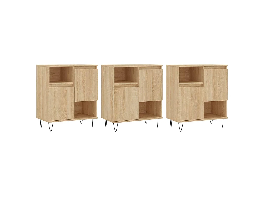 Buffets 3 pcs Chêne sonoma Bois d'ingénierie