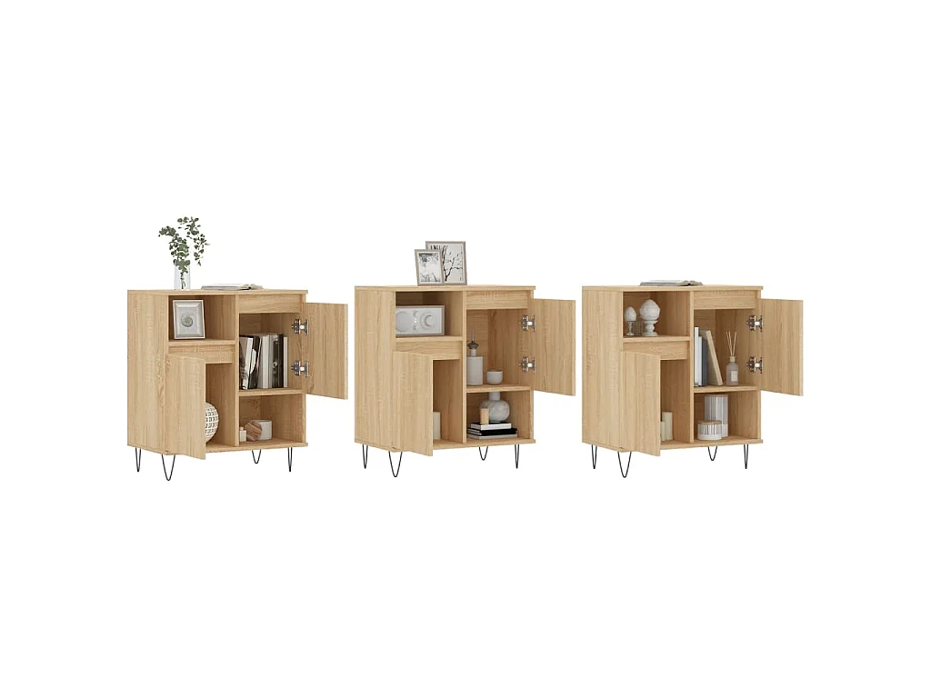 Aparadores 3 pcs derivados de madeira cor carvalho sonoma