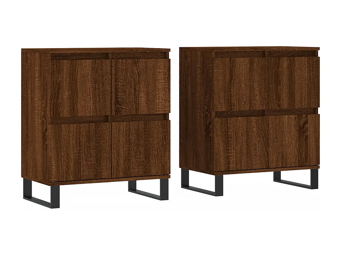 Buffets 2 pcs chêne marron bois d'ingénierie