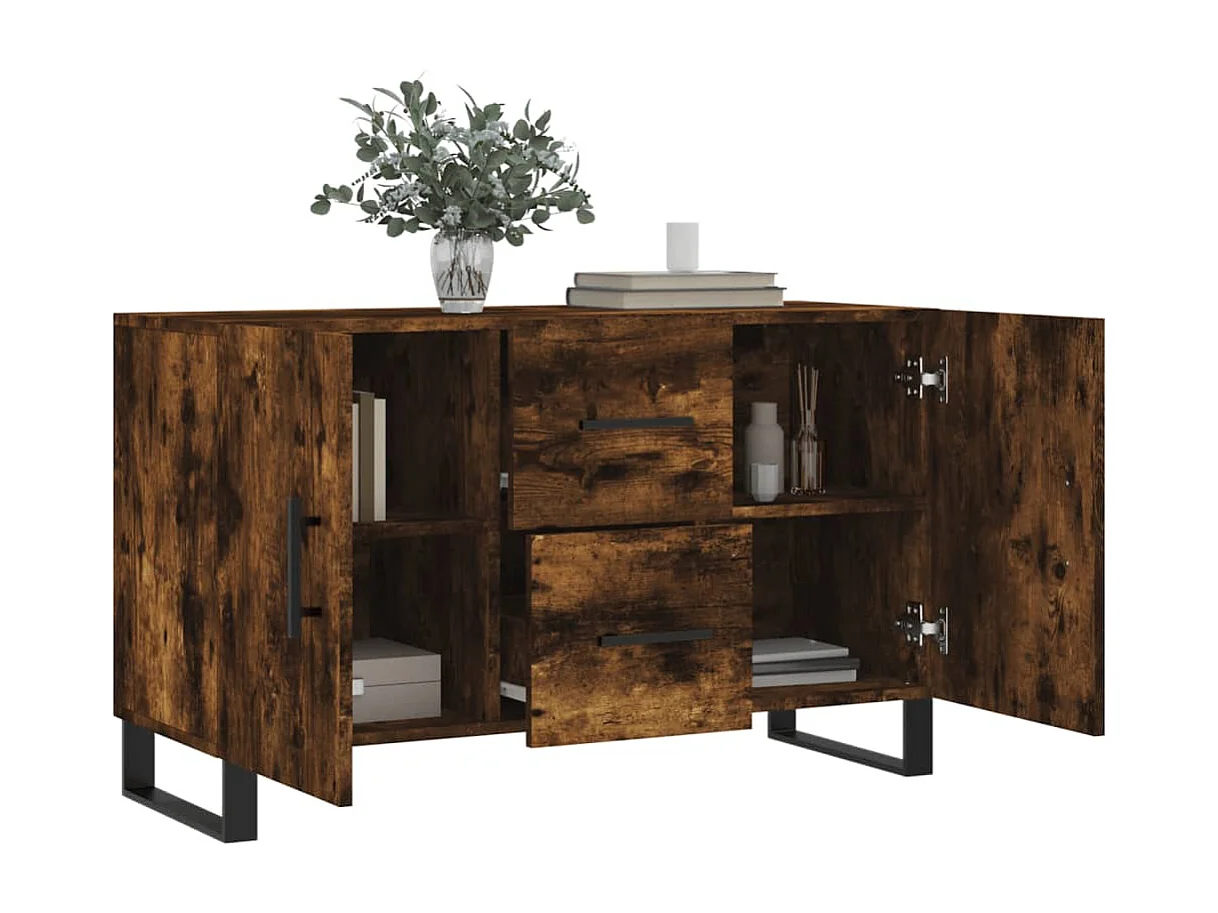 Buffet chêne fumé 100x36x60 cm bois d'ingénierie