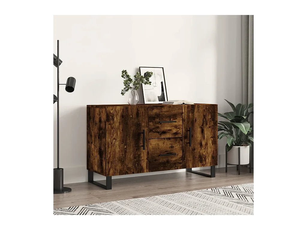 Buffet chêne fumé 100x36x60 cm bois d'ingénierie