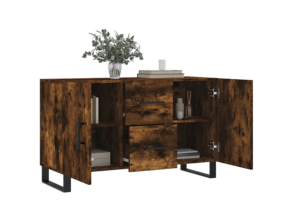Credenza Rovere Fumo 100x36x60 cm in Legno Multistrato