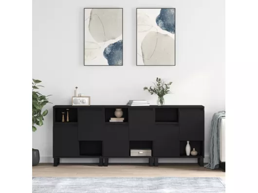 Kauf Unique Sideboards 3 Stk. Schwarz Holzwerkstoff