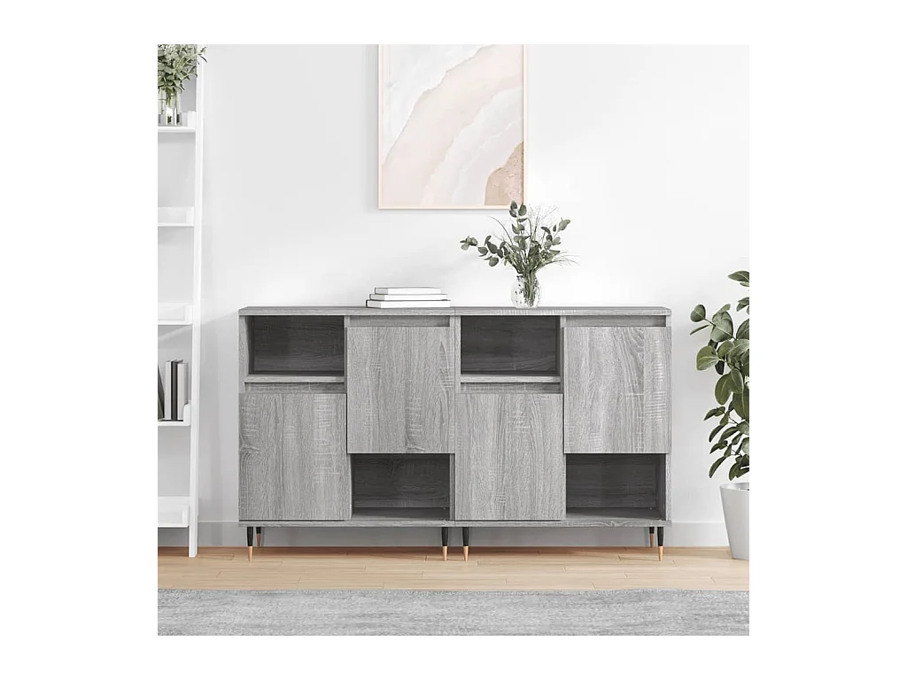 Buffets 2 pcs sonoma gris bois d'ingénierie