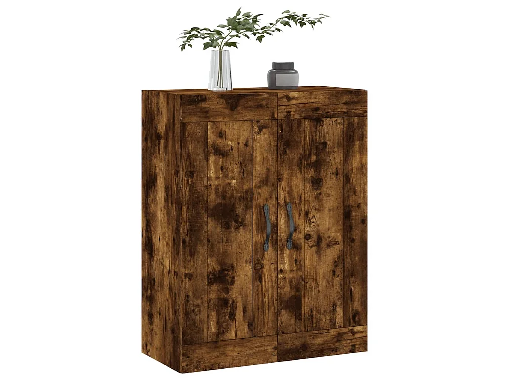 Wandkast 69,5x34x90 cm bewerkt hout gerookt eikenkleurig