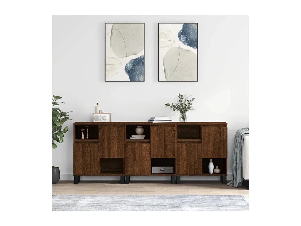 Sideboards 3 Stk. Braun Eichen-Optik Holzwerkstoff