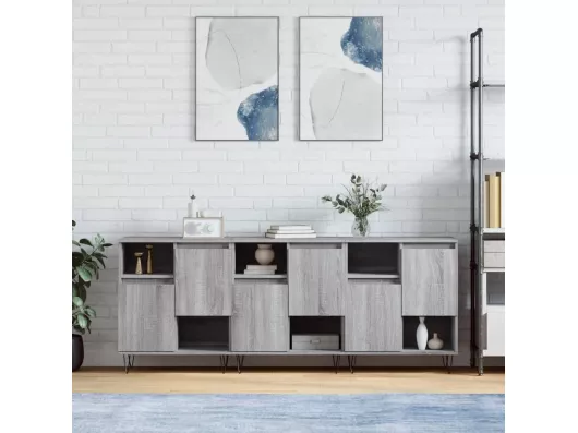 Kauf Unique Sideboards 3 Stk. Grau Sonoma Holzwerkstoff