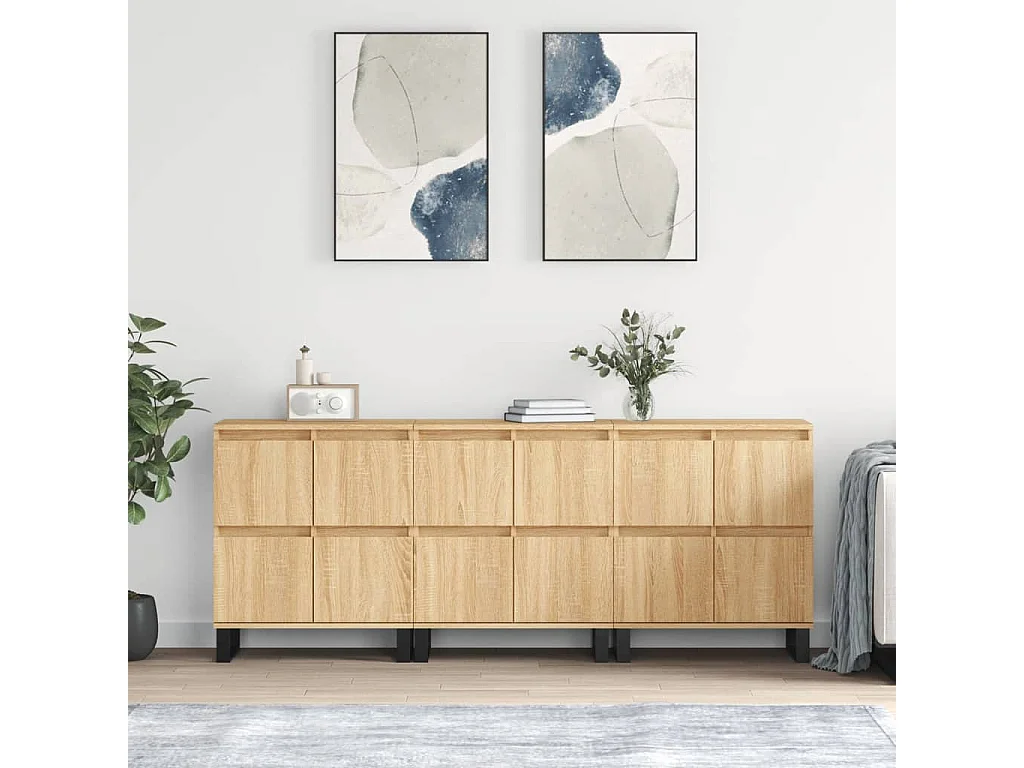 Sideboards 3 Stk. Sonoma-Eiche Holzwerkstoff