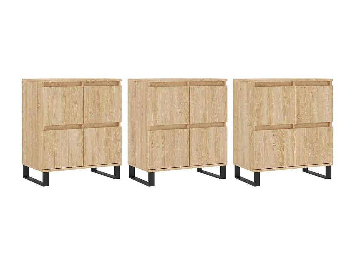 Aparadores 3 pcs derivados de madeira cor carvalho sonoma