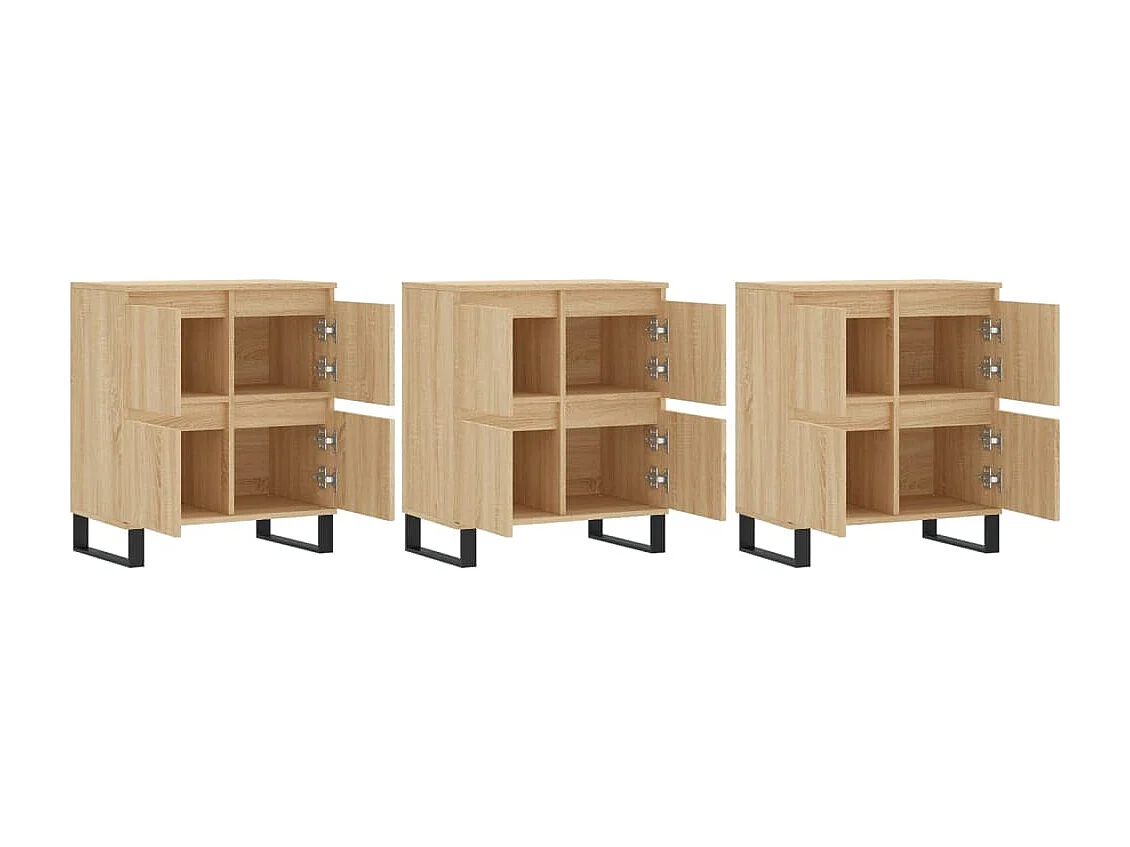 Aparadores 3 pcs derivados de madeira cor carvalho sonoma