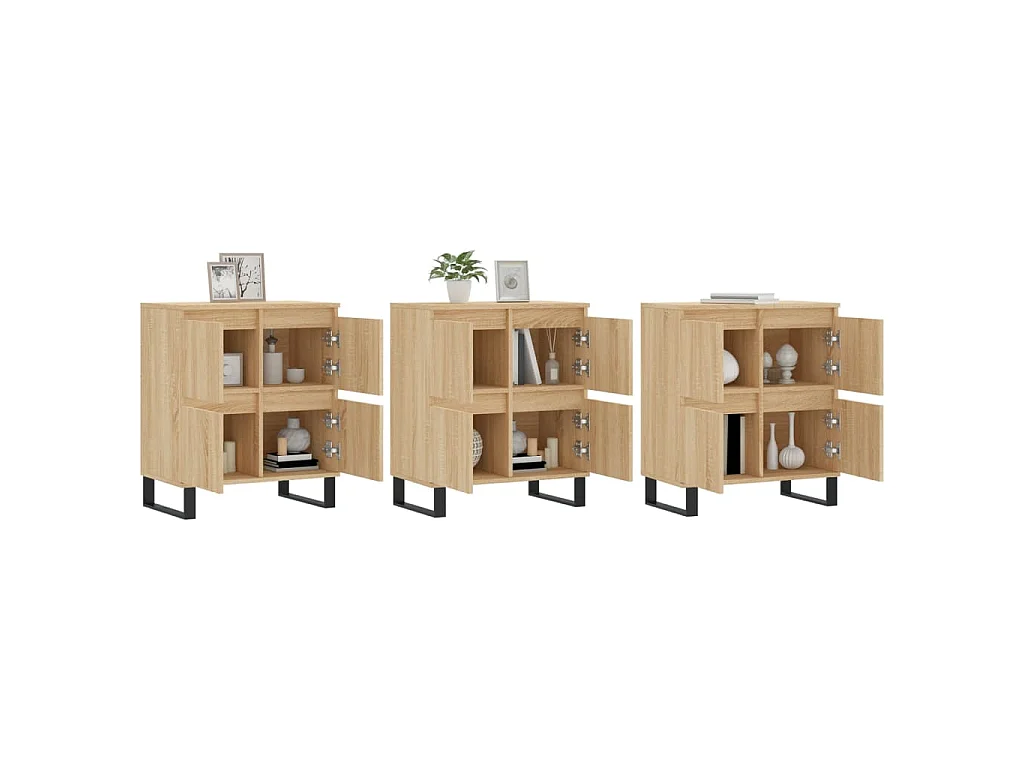 Aparadores 3 uds madera contrachapada color roble sonoma