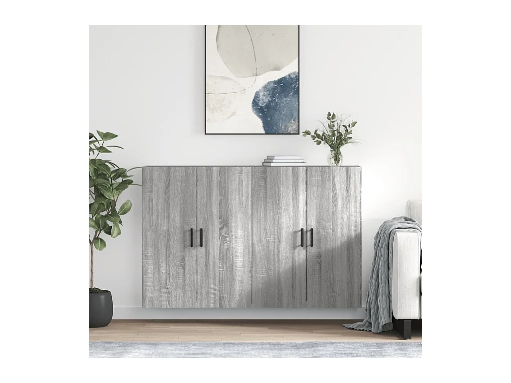 Hangkasten 2 st 69,5x34x90 cm grijs sonoma eikenkleurig