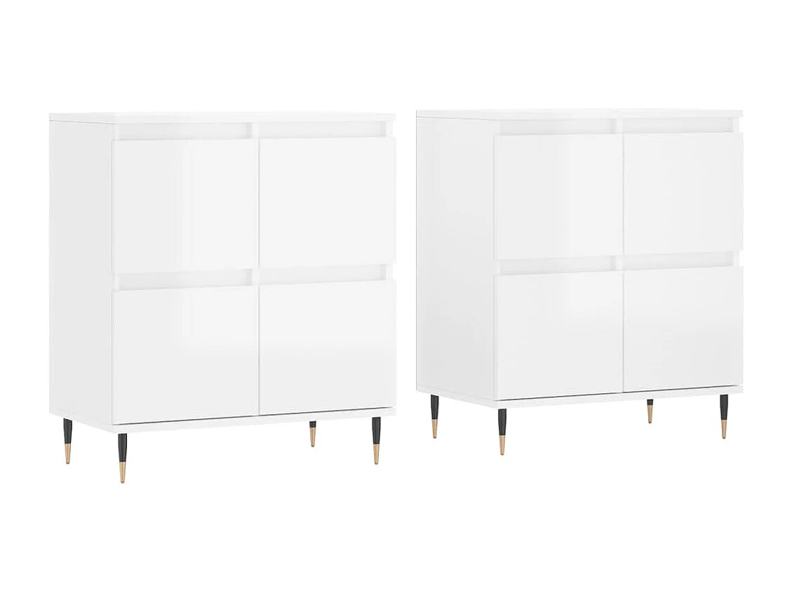 Buffets 2 pcs blanc brillant bois d'ingénierie