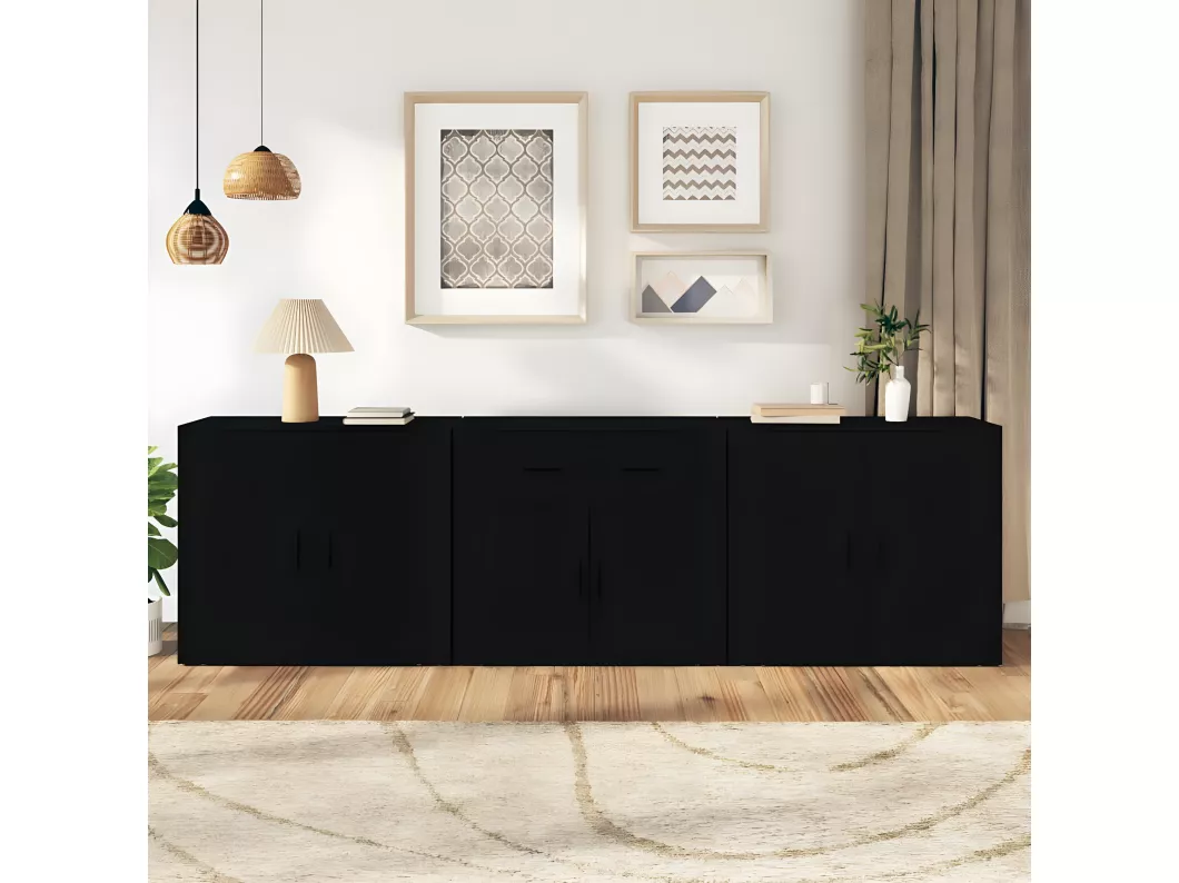 Kauf Unique Sideboards 3 Stk. Schwarz Holzwerkstoff