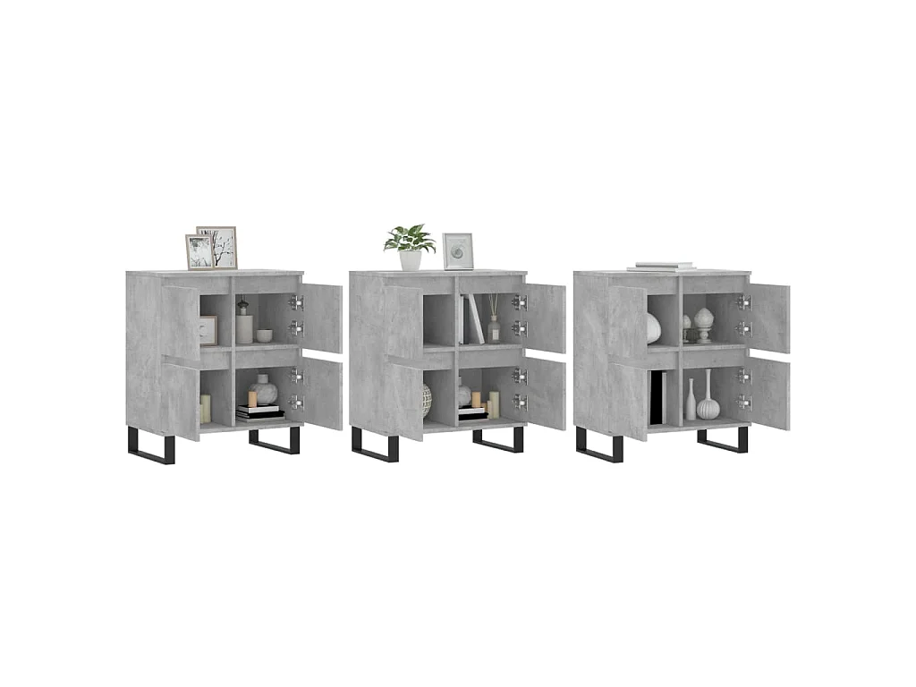 Buffets 3 pcs gris béton bois d'ingénierie