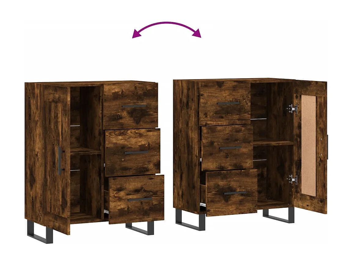 Buffet chêne fumé 69,5x34x90 cm bois d'ingénierie