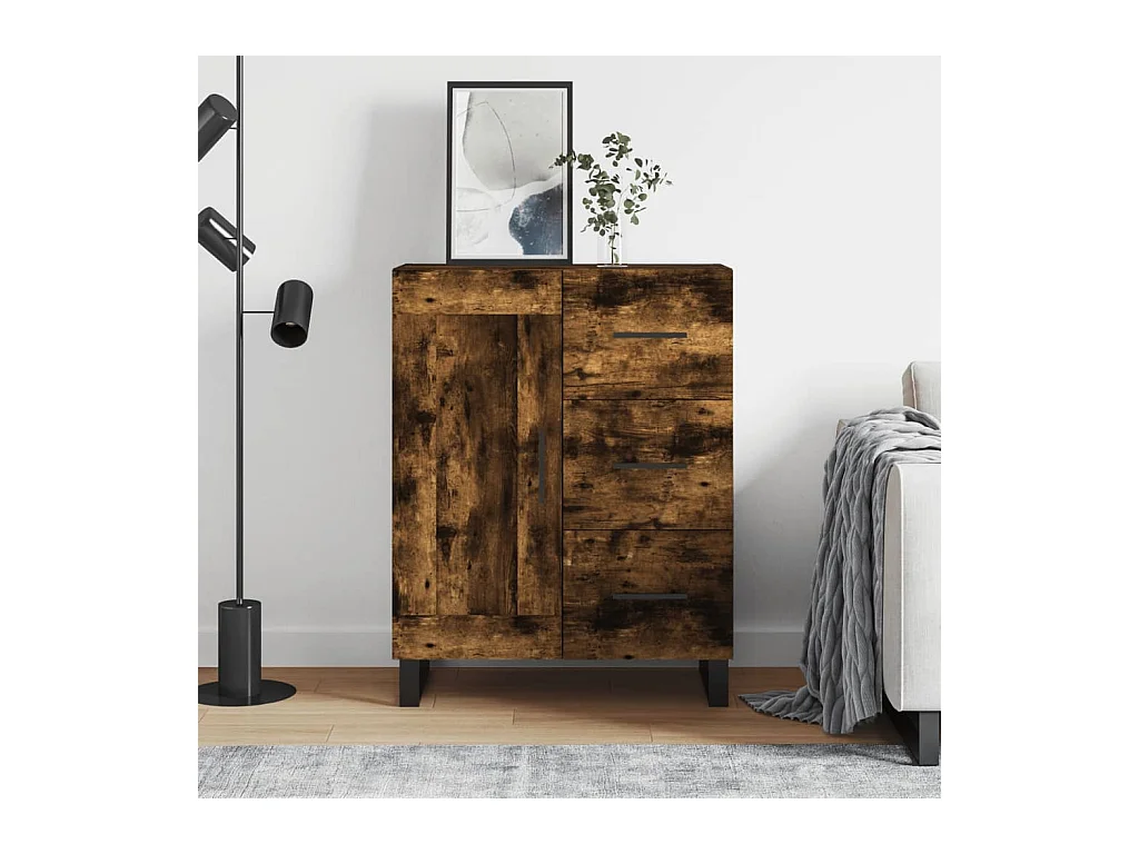 Buffet chêne fumé 69,5x34x90 cm bois d'ingénierie