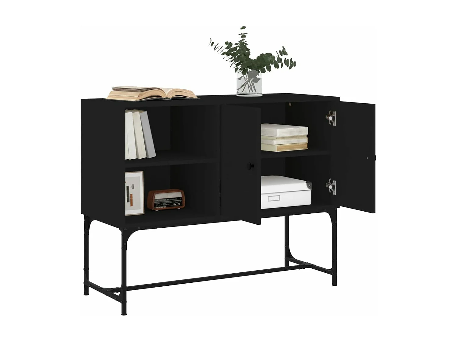 Buffet noir 100x40x79,5 cm bois d'ingénierie