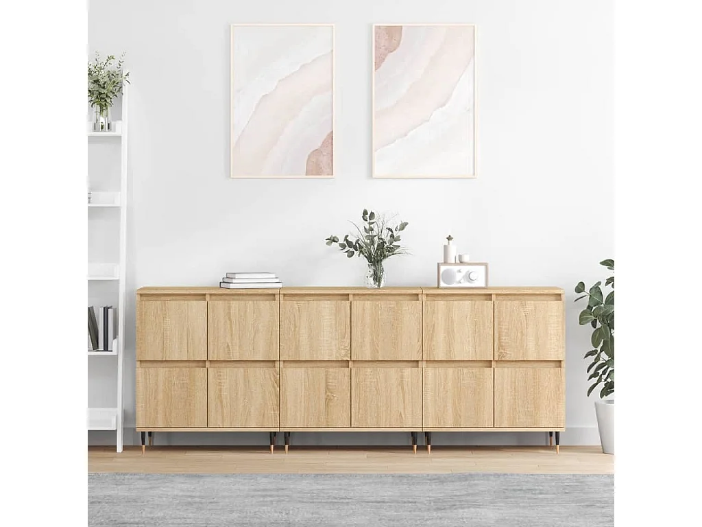 Buffets 3 pcs Chêne sonoma Bois d'ingénierie