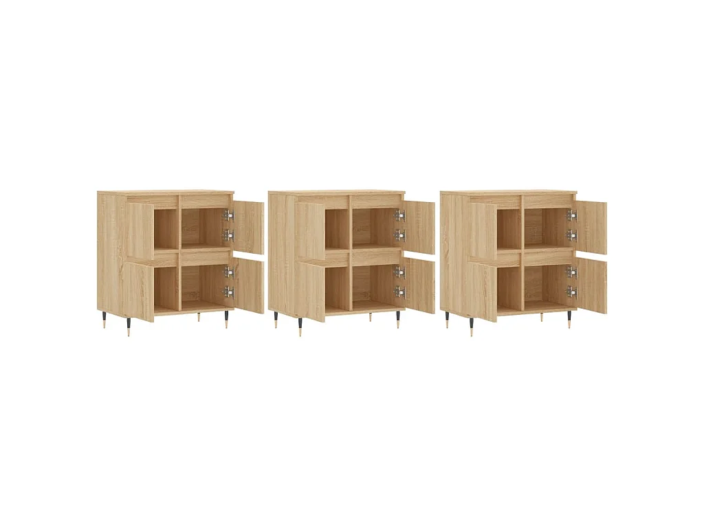 Buffets 3 pcs Chêne sonoma Bois d'ingénierie
