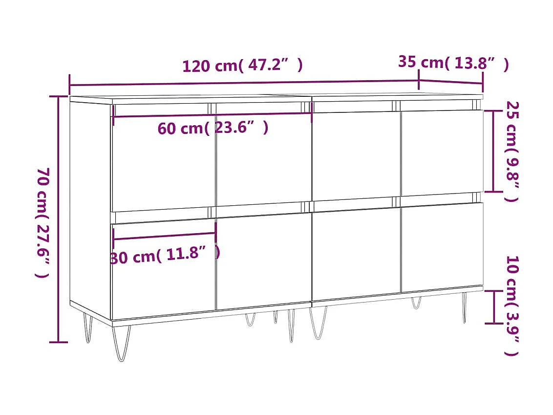 Buffets 2 pcs chêne sonoma bois d'ingénierie
