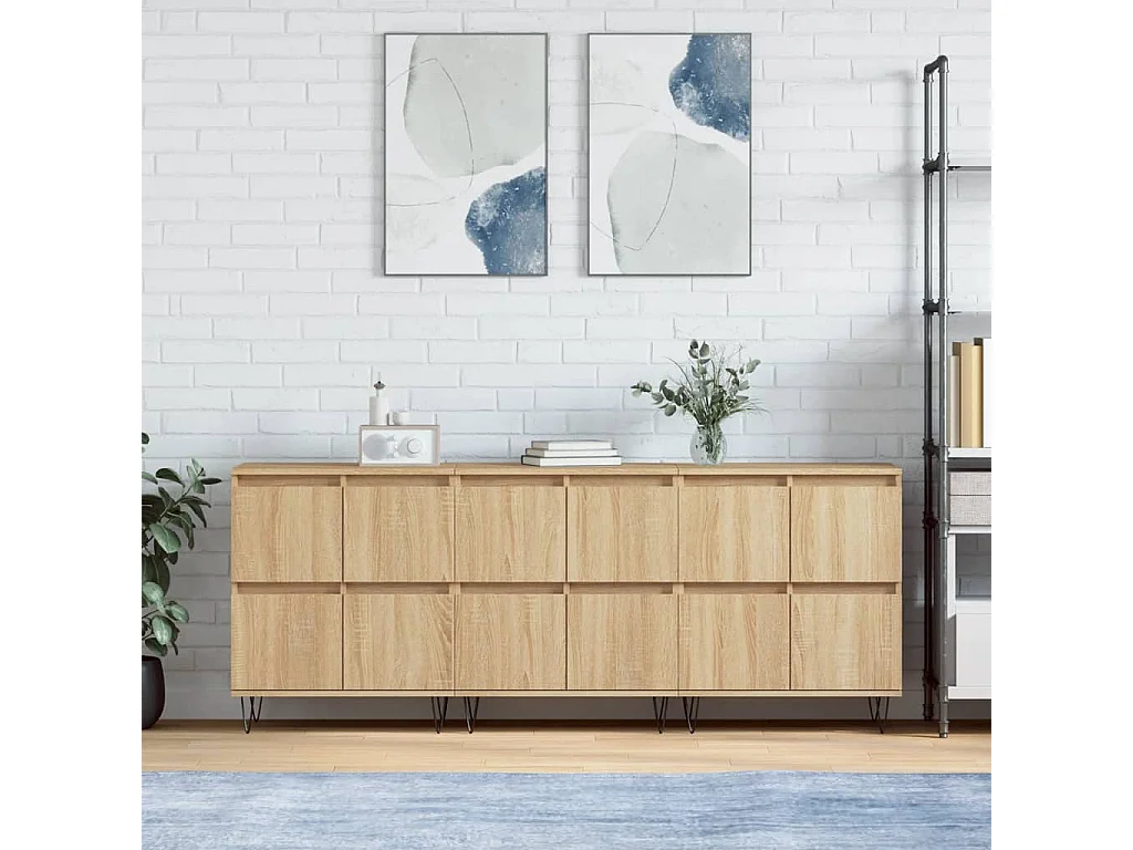 Buffets 3 pcs Chêne sonoma Bois d'ingénierie