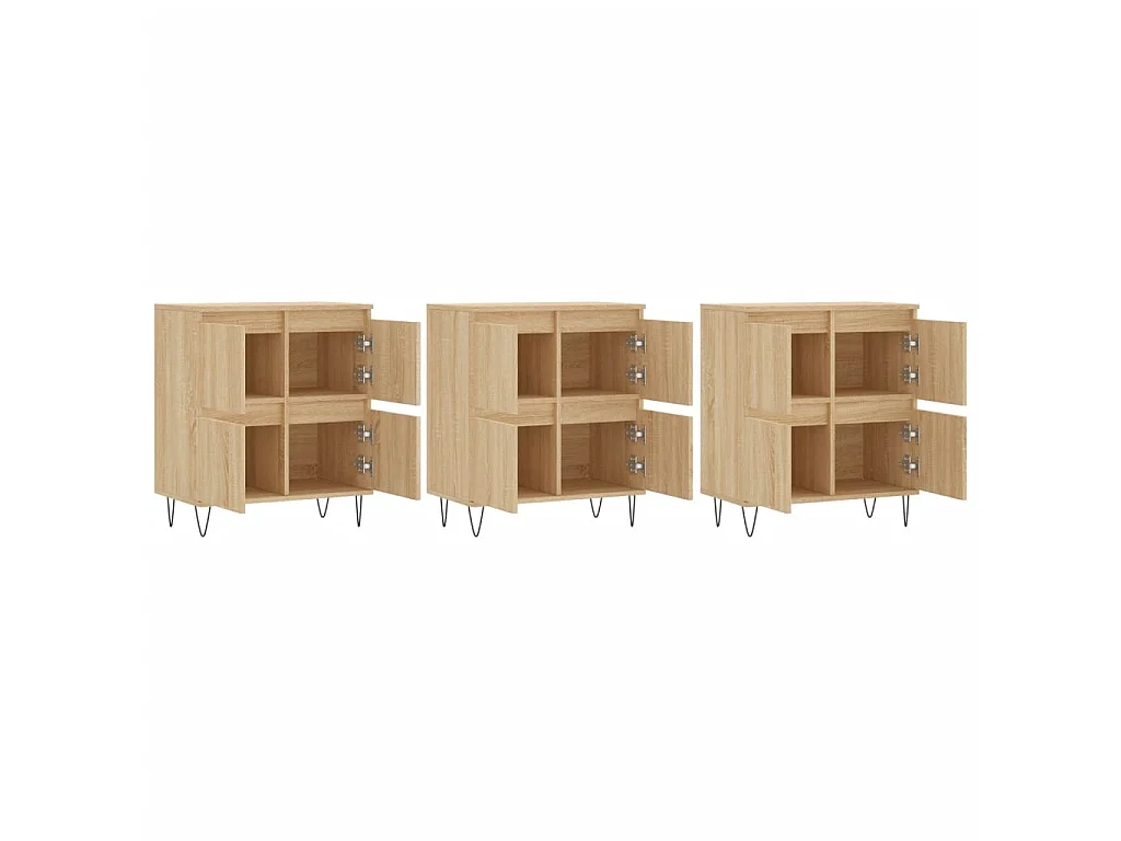 Buffets 3 pcs Chêne sonoma Bois d'ingénierie
