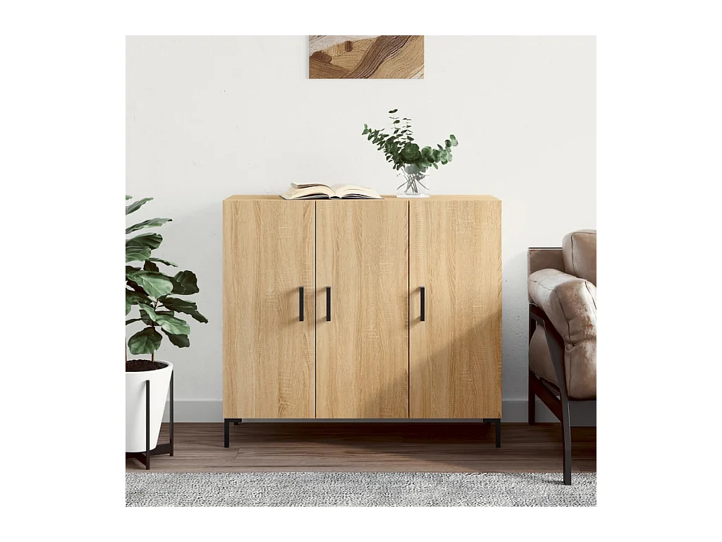 Aparador de madera de ingeniería roble Sonoma 90x34x80 cm