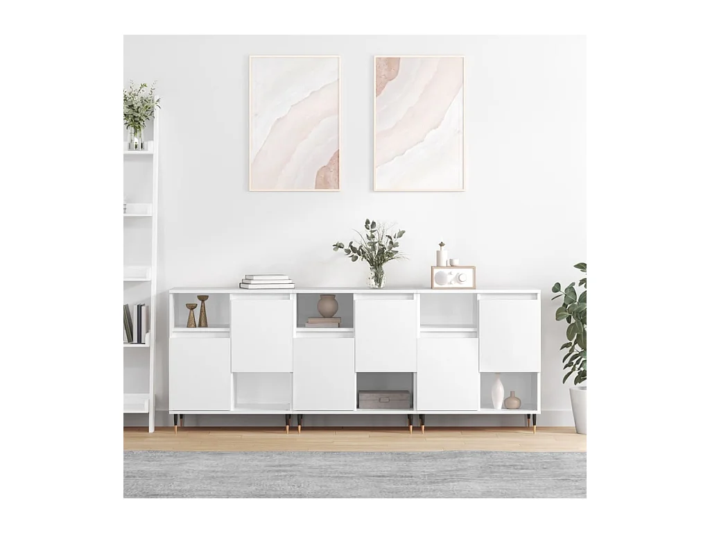 Buffets 3 pcs Blanc Bois d'ingénierie